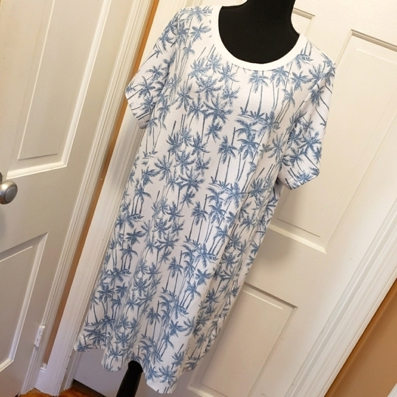 June & Delaneey Palm Tree Print Knit Casual Dress Size 1X - Picture 1 of 11